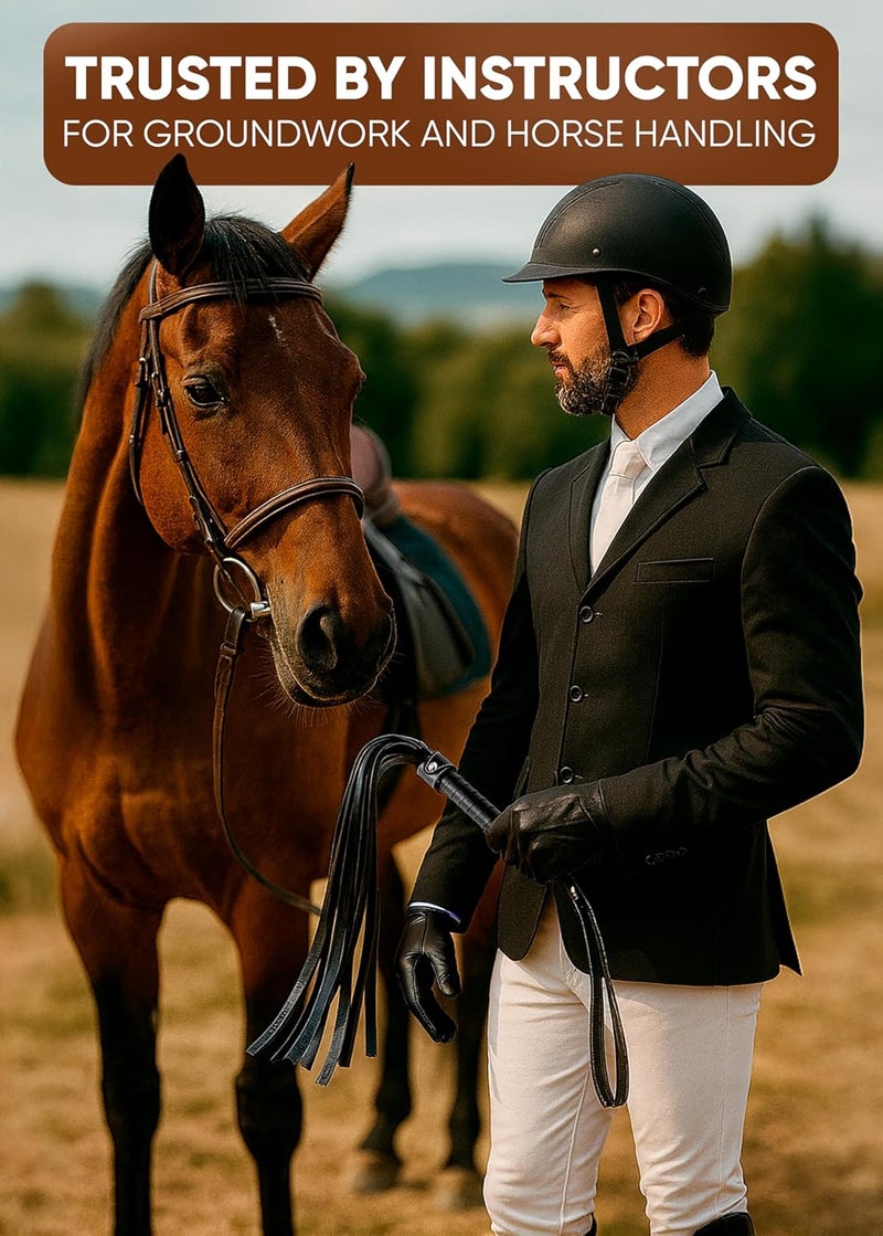 Riding Crop for Horses 17", Faux Leather Whip 32" Horse Whip for Training - Equestrian Set - Image 4